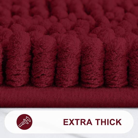 Grandaily Chenille-Badezimmerteppich, gestreift, extra dick und saugfähig, rutschfest, weicher Plüsch, zotteliger Duschteppich, maschinenwaschbar, trocknergeeignet, Badteppich für Badezimmer