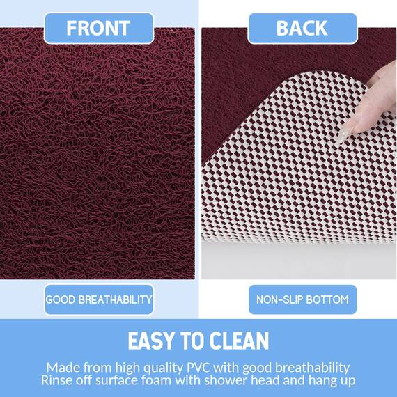 Hargiis Rutschfeste Badewannenmatte, rutschfeste Duschmatte, schnell trocknende Badewannenmatten, Fußschrubber Matte, rutschfeste Matte für Badewanne, Boden, Badezimmer, Küche, Zuhause, Hotel (Weinrot