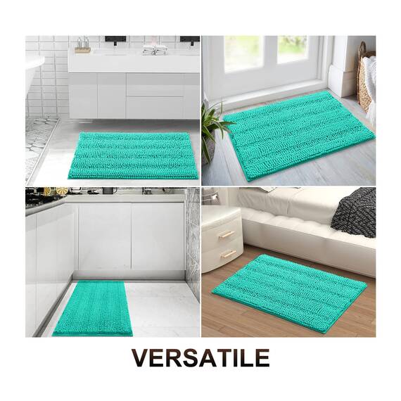Grandaily Chenille-Badezimmerteppich, gestreift, extra Dicke und saugfähige Badematten, Rutschfester, weicher Plüsch, zotteliger Duschteppich, maschinenwaschbar, trocknergeeignet, Badteppich für