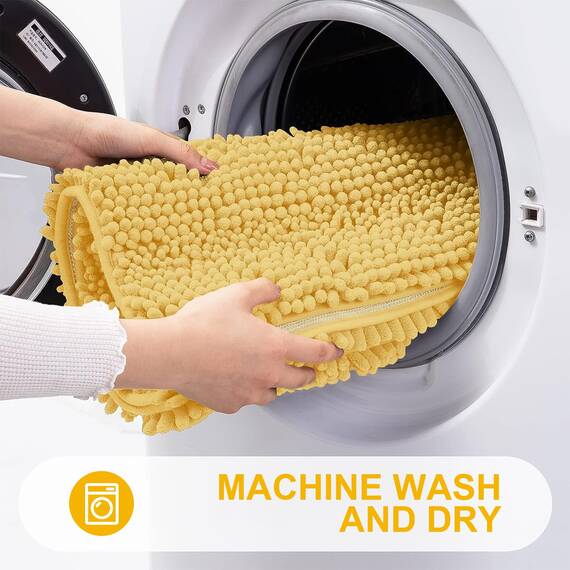 Grandaily Chenille gestreifter Badezimmerteppich, extra Dicke und saugfähige Badematten, rutschfest, weicher Plüsch, zotteliger Duschteppich, maschinenwaschbar, trocknergeeignet, Badteppich für