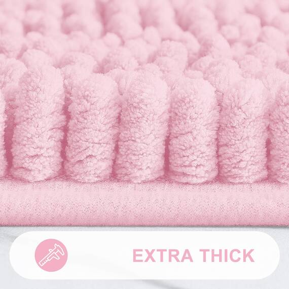 Grandaily Chenille gestreifter Badezimmerteppich, Läufer, extra dicke und saugfähige Badteppiche, rutschfester, weicher Plüsch, zotteliger Badteppich, maschinenwaschbar, Badematten für Badezimmer, 60