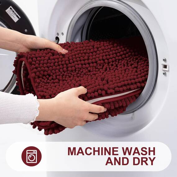 Grandaily Chenille-Badezimmerteppich, gestreift, extra dick und saugfähig, rutschfest, weicher Plüsch, zotteliger Duschteppich, maschinenwaschbar, trocknergeeignet, Badteppich für Badezimmer
