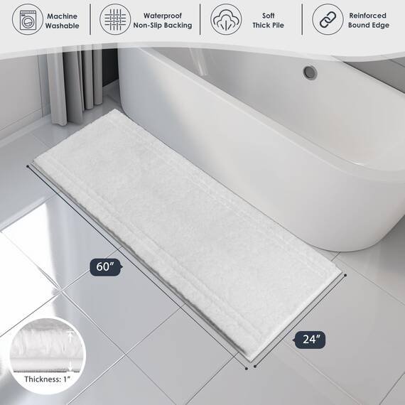 PURRUGS Badezimmerteppich, rutschfest, maschinenwaschbar, 61 x 152,4 cm, super saugfähig und schnell trocknend, zottelige Mikrofaser, extra weicher und flauschiger Badteppich für Badewanne, Dusche und