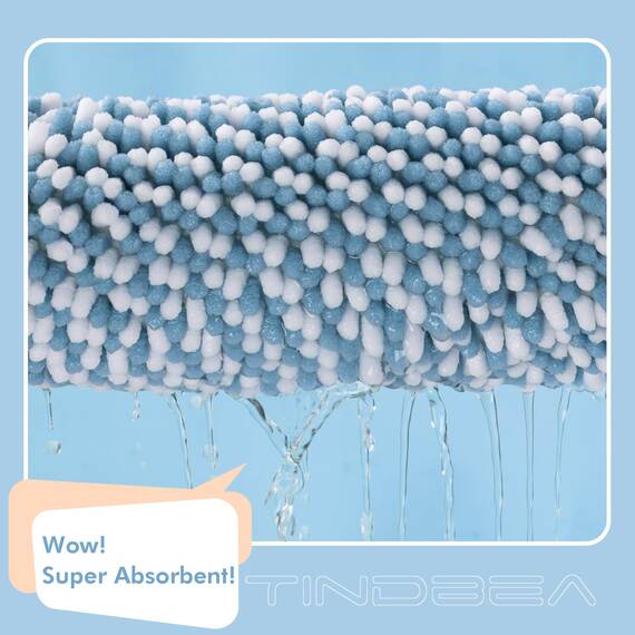 Tindbea Badezimmerteppich-Set, extra weich und saugfähig, flauschig, gestreift, Chenille, rutschfest, maschinenwaschbar, 50,8 x 81,3 cm plus 40,6 x 61 cm, Blau, 2-teilig