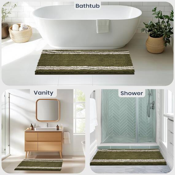 PURRUGS Badezimmerteppich, rutschfest, maschinenwaschbar, 61 x 152,4 cm, super saugfähig und schnell trocknend, zottelige Mikrofaser, extra weicher und flauschiger Badteppich für Badewanne, Dusche und