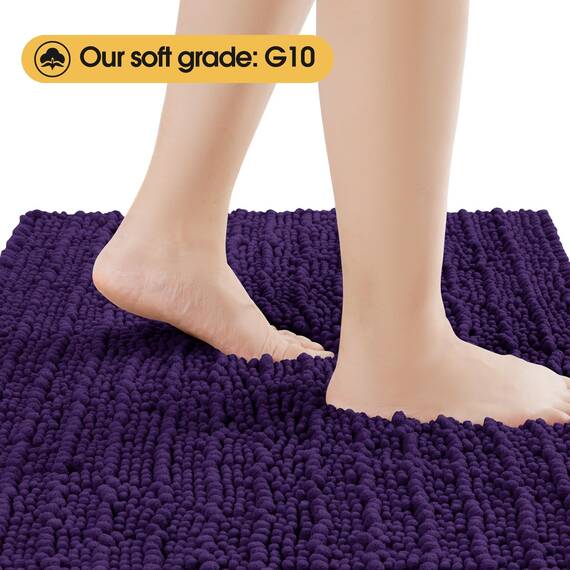 ACCUMTEK Upgrade Extra großes dunkelviolettes Badezimmerteppich-Set, 3-teilig, ultraweich, dick, saugfähig, rutschfest, Chenille, WC-Vorleger für Badezimmer, Schlafzimmer, Küche, Aubergine