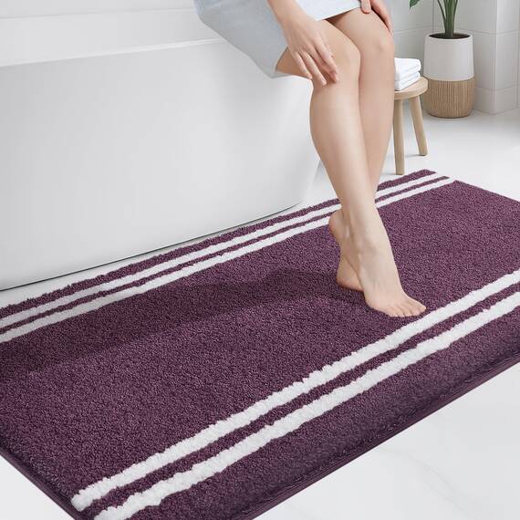 PURRUGS Badezimmerteppich, rutschfest, maschinenwaschbar, 76,2 x 152,4 cm, super saugfähig und schnell trocknend, zottelige Mikrofaser, extra weicher und flauschiger Badteppich für Badewanne, Dusche