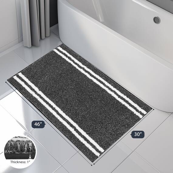 PURRUGS Badezimmerteppich, rutschfest, maschinenwaschbar, 76,2 x 116,8 cm, super saugfähig und schnell trocknend, zottelige Mikrofaser, extra weicher und flauschiger Badteppich für Badewanne, Dusche