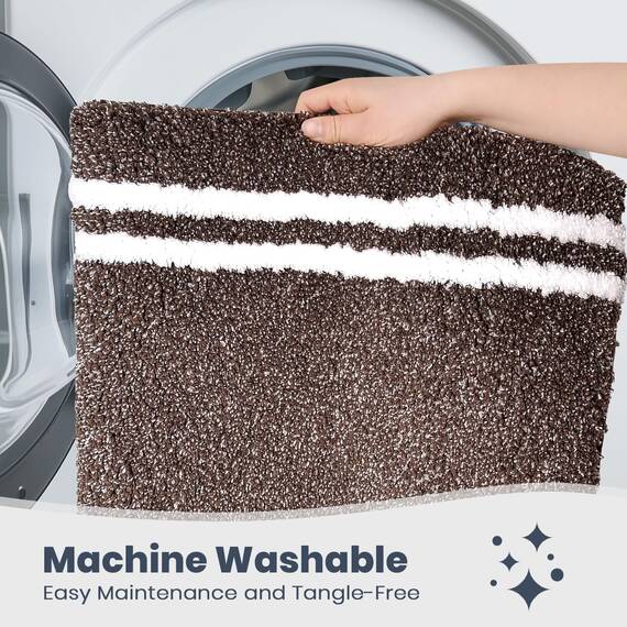 PURRUGS Badezimmerteppich, rutschfest, maschinenwaschbar, 61 x 152,4 cm, super saugfähig und schnell trocknend, zottelige Mikrofaser, extra weicher und flauschiger Badteppich für Badewanne, Dusche und