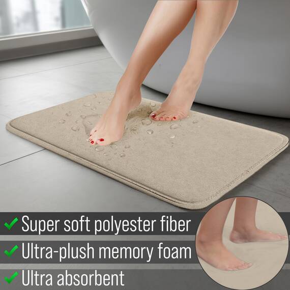Elvoki 5-teiliges Badezimmerteppich-Set – Memory-Schaum-Badteppiche, rutschfest, ultraweich, wasserabsorbierend, maschinenwaschbar, Badezimmerteppiche – Beige