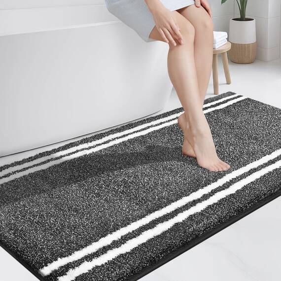 PURRUGS Badezimmerteppich, rutschfest, maschinenwaschbar, 76,2 x 152,4 cm, super saugfähig und schnell trocknend, zottelige Mikrofaser, extra weicher und flauschiger Badteppich für Badewanne, Dusche