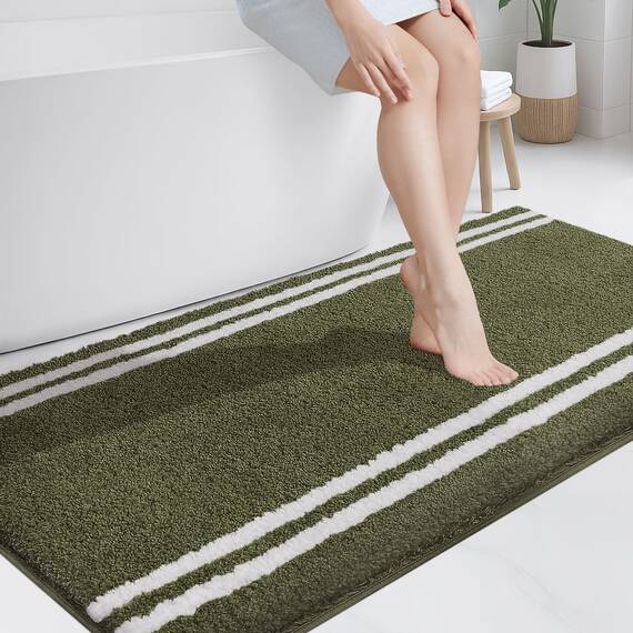 PURRUGS Badezimmerteppich, rutschfest, maschinenwaschbar, 76,2 x 152,4 cm, super saugfähig und schnell trocknend, zottelige Mikrofaser, extra weicher und flauschiger Badteppich für Badewanne, Dusche