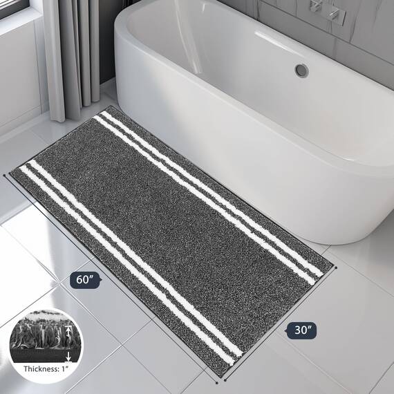 PURRUGS Badezimmerteppich, rutschfest, maschinenwaschbar, 76,2 x 152,4 cm, super saugfähig und schnell trocknend, zottelige Mikrofaser, extra weicher und flauschiger Badteppich für Badewanne, Dusche