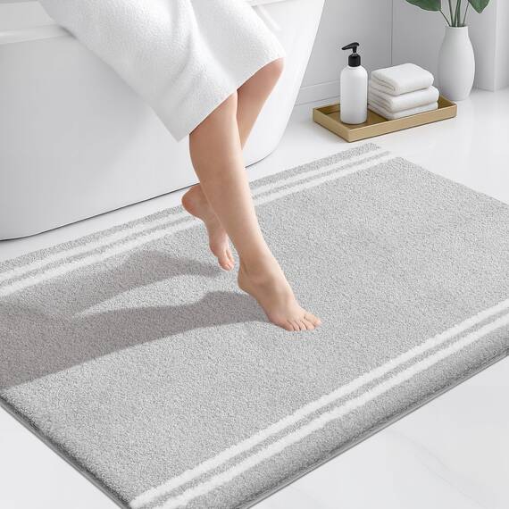 PURRUGS Badezimmerteppich, rutschfest, maschinenwaschbar, 76,2 x 116,8 cm, super saugfähig und schnell trocknend, zottelige Mikrofaser, extra weicher und flauschiger Badteppich für Badewanne, Dusche