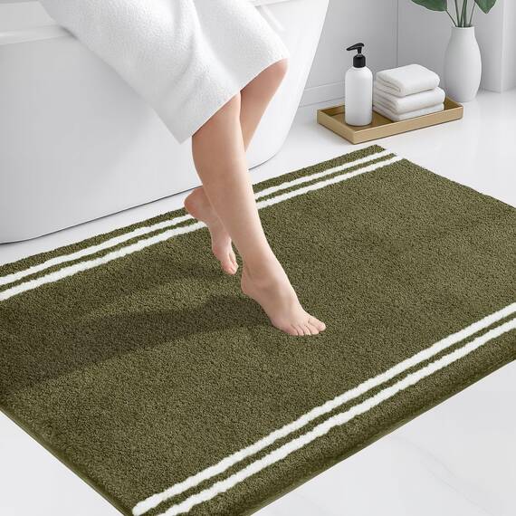 PURRUGS Badezimmerteppich, rutschfest, maschinenwaschbar, 76,2 x 116,8 cm, super saugfähig und schnell trocknend, zottelige Mikrofaser, extra weicher und flauschiger Badteppich für Badewanne, Dusche