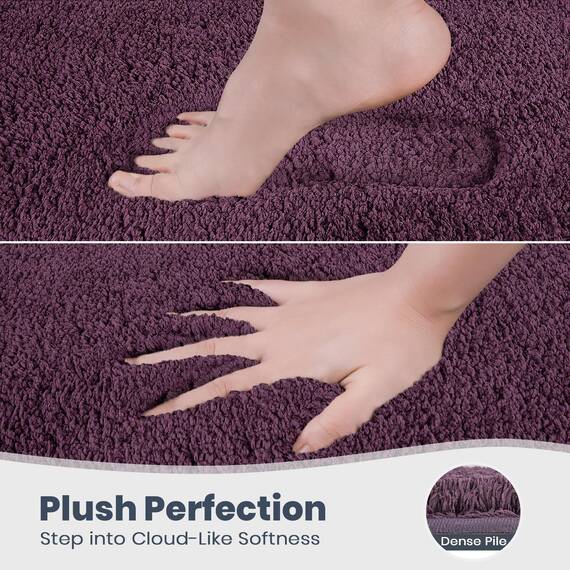 PURRUGS Badezimmerteppich, rutschfest, maschinenwaschbar, 61 x 152,4 cm, super saugfähig und schnell trocknend, zottelige Mikrofaser, extra weicher und flauschiger Badteppich für Badewanne, Dusche und