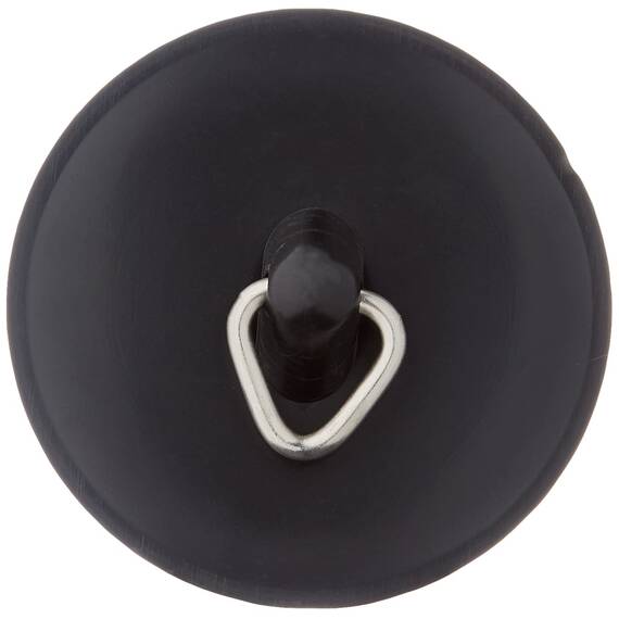 Sanitop-Wingenroth Universal Ventilstopfen für Waschbecken, Wannen, Ausgüsse und Spülen | Ø 45,5 mm | Stöpsel mit Metallöse für eine Stöpselkette | PVC | Schwarz | 19182 1