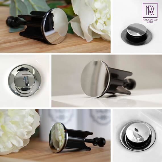 Universal Waschbeckenstöpsel 40 mm Chrom – Abflussstopfen aus Messing mit Gummi – Excenterstopfen höhenverstellbar – Rostfrei & Dicht – Für Waschbecken, Bad & Bidet – 3 Stück