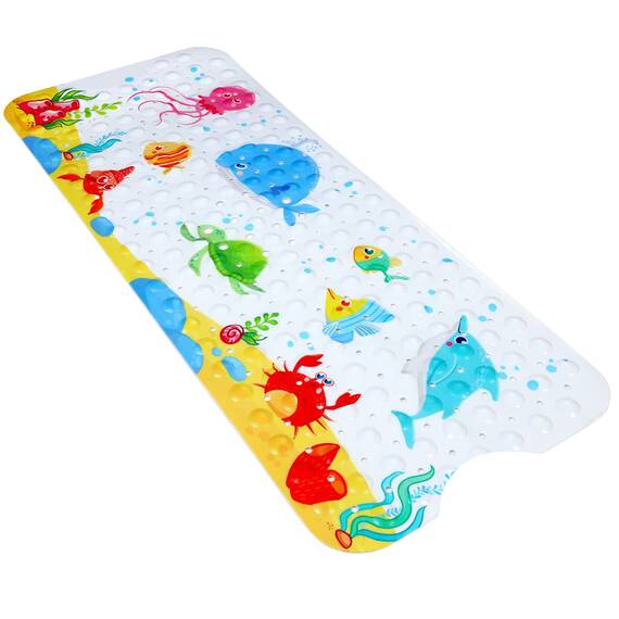 Secopad Antirutschmatte Badewanne Baby, 100x40 cm Badewannenmatte rutschfest Kinder, Badematte Kinder Badewanne oder Dusche, 100% BPA frei & Maschinenwaschbar, Little Whale