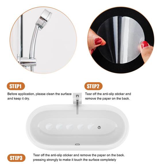 Secopad 24 Stück rutschfeste Badewannen-Aufkleber für Badezimmer, Badewannen, Duschen, Antirutsch Pads Dusche with Kunststoff Schaber (Transparente)