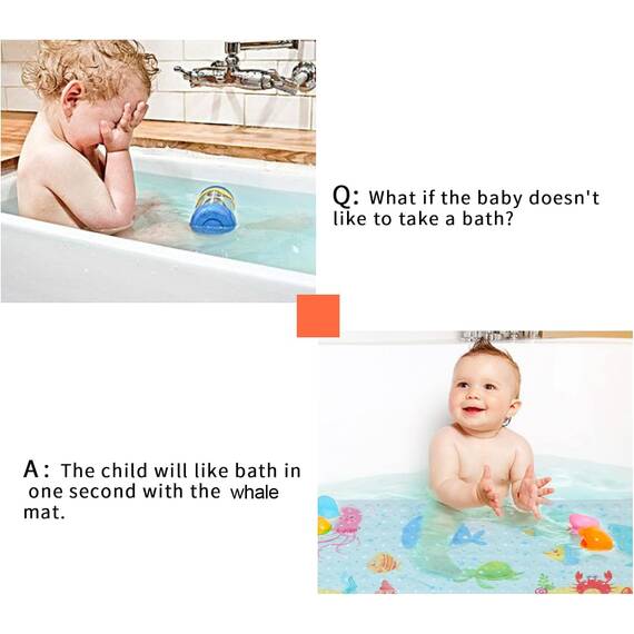 Secopad Antirutschmatte Badewanne Baby, 100x40 cm Badewannenmatte rutschfest Kinder, Badematte Kinder Badewanne oder Dusche, 100% BPA frei & Maschinenwaschbar, Little Whale