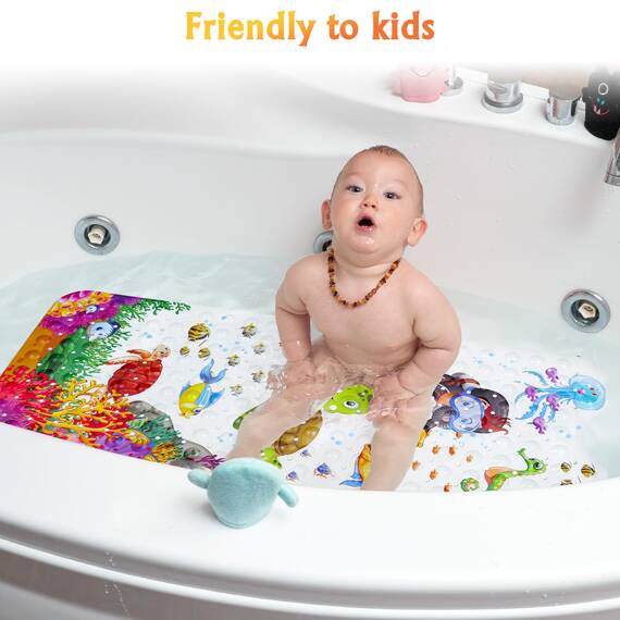 Secopad Original Antirutschmatte Badewanne Baby, 100x40 cm Badewannenmatte rutschfest Kinder, Badematte Kinder Badewanne oder Dusche, 100% BPA frei & Maschinenwaschbar (Packung mit 2)