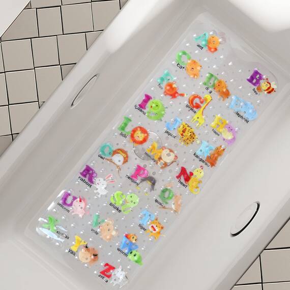 Secopad Antirutschmatte Badewanne Baby, 100x40 cm Badewannenmatte rutschfest Kinder, Badematte Kinder Badewanne oder Dusche, 100% BPA frei & Maschinenwaschbar