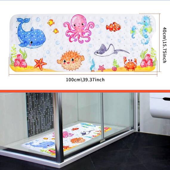 Secopad Antirutschmatte Badewanne Baby, 100x40 cm Badewannenmatte rutschfest Kinder, Badematte Kinder Badewanne oder Dusche, 100% BPA frei & Maschinenwaschbar