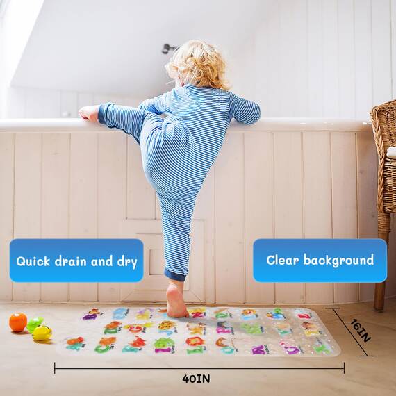 Secopad Antirutschmatte Badewanne Baby, 100x40 cm Badewannenmatte rutschfest Kinder, Badematte Kinder Badewanne oder Dusche, 100% BPA frei & Maschinenwaschbar