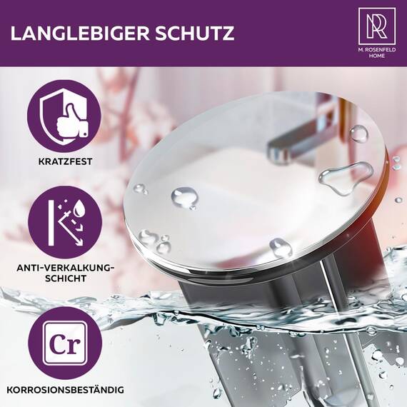 Universal Waschbeckenstöpsel 40 mm Chrom – Abflussstopfen aus Messing mit Gummi – Excenterstopfen höhenverstellbar – Rostfrei & Dicht – Für Waschbecken, Bad & Bidet – 2 Stück