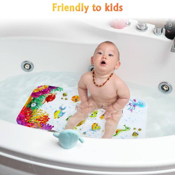 Secopad Antirutschmatte Badewanne Baby, 70x38 cm Badewannenmatte rutschfest Kinder, Badematte Kinder Badewanne oder Dusche, 100% BPA frei & Maschinenwaschbar