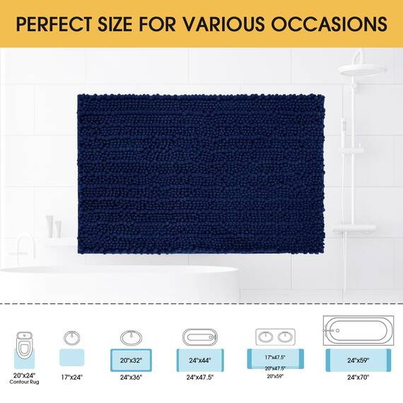 ACCUMTEK Luxuriöser Badezimmerteppich, 150 x 50 cm, ultraweich, dick, saugfähig, rutschfest, Chenille, WC-Vorleger für Badezimmer, Schlafzimmer, Küche, Dusche, Badewanne