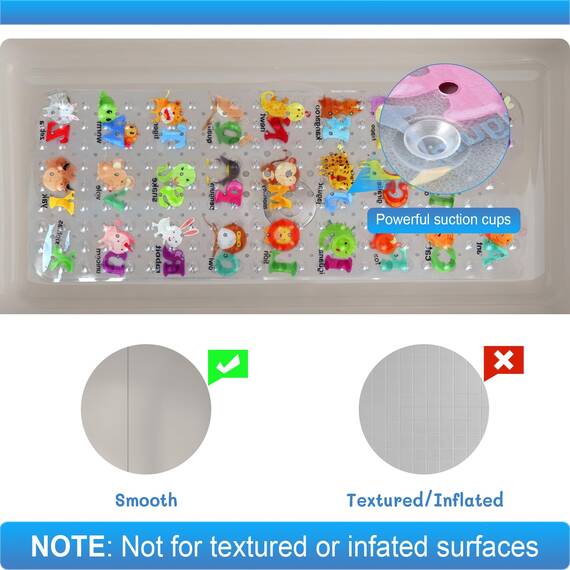 Secopad Antirutschmatte Badewanne Baby, 100x40 cm Badewannenmatte rutschfest Kinder, Badematte Kinder Badewanne oder Dusche, 100% BPA frei & Maschinenwaschbar