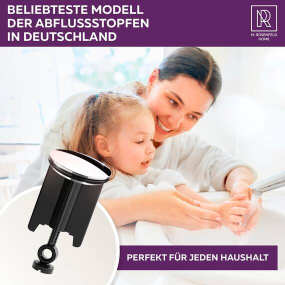 Universal Waschbeckenstöpsel 40 mm Chrom – Abflussstopfen aus Messing mit Gummi – Excenterstopfen höhenverstellbar – Rostfrei & Dicht – Für Waschbecken, Bad & Bidet – 2 Stück