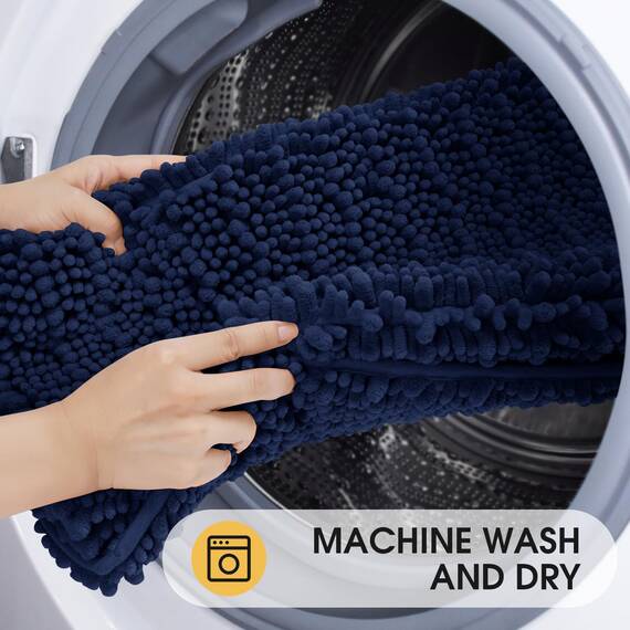 ACCUMTEK Luxuriöser Badezimmerteppich, 150 x 50 cm, ultraweich, dick, saugfähig, rutschfest, Chenille, WC-Vorleger für Badezimmer, Schlafzimmer, Küche, Dusche, Badewanne