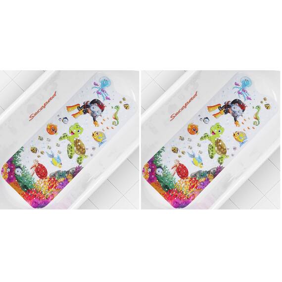 Secopad Original Antirutschmatte Badewanne Baby, 100x40 cm Badewannenmatte rutschfest Kinder, Badematte Kinder Badewanne oder Dusche, 100% BPA frei & Maschinenwaschbar (Packung mit 2)