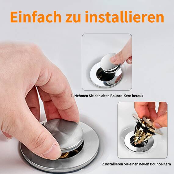 Pop Up Stöpsel Waschbecken Mit Anti Clogging Sieb, Universal Abflusssieb Waschbecken Stöpsel Verschluss Ablaufgarnitur für Aufsatzwaschbecken, Abflussstopfen für Badewanne (Gold,34-38mm)