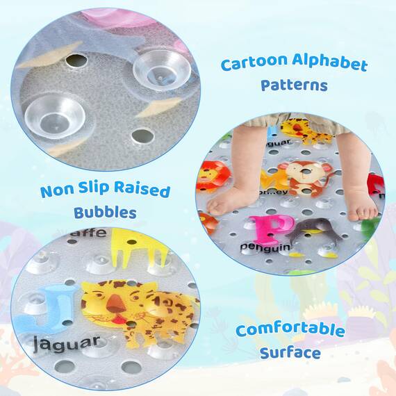 Secopad Antirutschmatte Badewanne Baby, 100x40 cm Badewannenmatte rutschfest Kinder, Badematte Kinder Badewanne oder Dusche, 100% BPA frei & Maschinenwaschbar