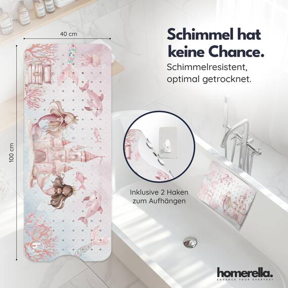 homerella® Kinder Badewannenmatte rutschfest 100x40cm, INKL. Haken, rutschfeste Badematte BPA frei, Duschmatte rutschfest, Antirutschmatte Badewanne Baby, Rutschmatte Badewanne, schimmelresistent