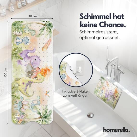 homerella® Kinder Badewannenmatte rutschfest 100x40cm, INKL. Haken, rutschfeste Badematte BPA frei, Duschmatte rutschfest, Antirutschmatte Badewanne Baby, Rutschmatte Badewanne, schimmelresistent