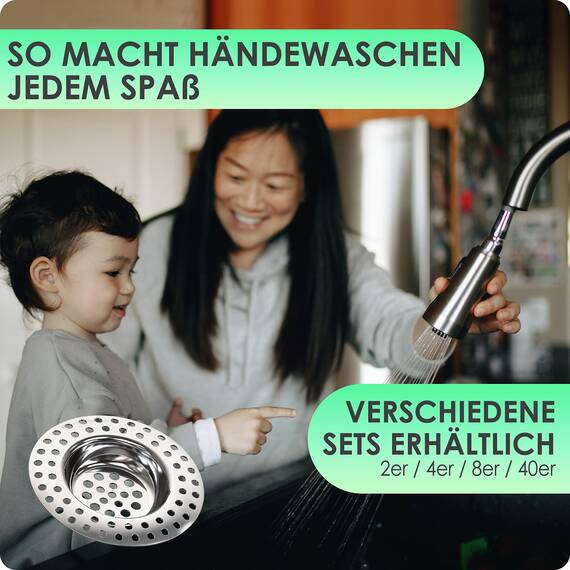 Kitchen Helpis® 2X Abflusssieb ALLE ABFLÜSSE 14g, Haarsieb Dusche rostfreier Edelstahl, Abflussieb Dusche schnell ablaufend, Haarsieb verhindert wegschwemmen, Sieb für Spülbecken einfach zu reinigen
