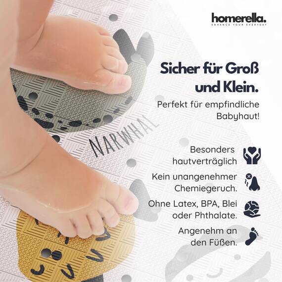 homerella® Kinder Badewannenmatte rutschfest 100x40cm, INKL. Haken, rutschfeste Badematte BPA frei, Duschmatte rutschfest, Antirutschmatte Badewanne Baby, Rutschmatte Badewanne, schimmelresistent