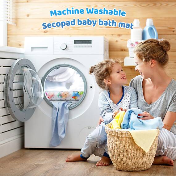 Secopad Antirutschmatte Badewanne Baby, 100x40 cm Badewannenmatte rutschfest Kinder, Badematte Kinder Badewanne oder Dusche, 100% BPA frei & Maschinenwaschbar