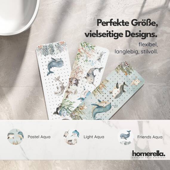 homerella® Kinder Badewannenmatte rutschfest 100x40cm, INKL. Haken, rutschfeste Badematte BPA frei, Duschmatte rutschfest, Antirutschmatte Badewanne Baby, Rutschmatte Badewanne, schimmelresistent