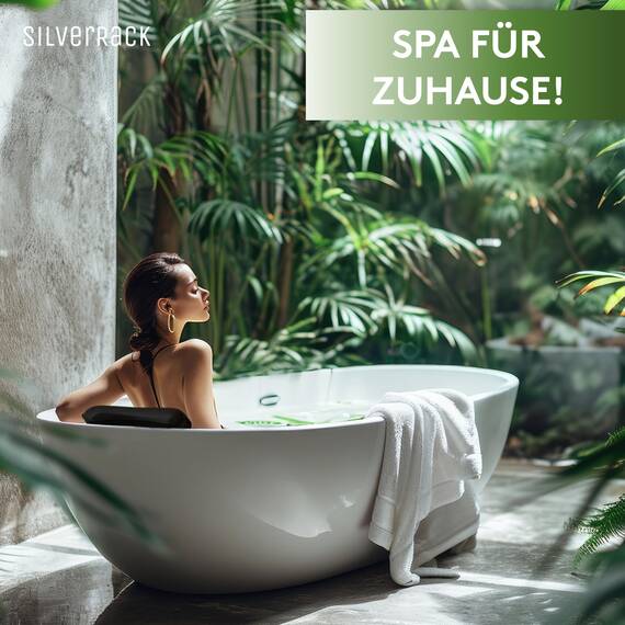 SilverRack Premium Badewannenkissen Schwarz - Badekissen für Badewanne - Kissen Badewanne mit Saugnäpfen - Nackenkissen als Nacken & Whirlpool Kopfstütze - Badewannen Zubehör - Bath Pillow Spa