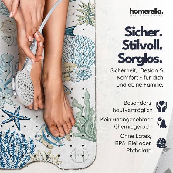 homerella® Badewannenmatte rutschfest 100x40cm, INKL. Haken, rutschfeste Badematte BPA frei, Duschmatte rutschfest, Antirutschmatte Badewanne Baby, Rutschmatte Badewanne Kinder, schimmelresistent