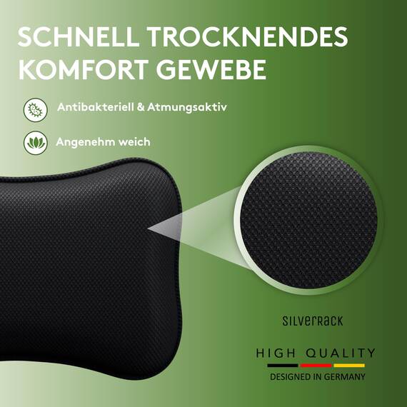 SilverRack Premium Badewannenkissen Schwarz - Badekissen für Badewanne - Kissen Badewanne mit Saugnäpfen - Nackenkissen als Nacken & Whirlpool Kopfstütze - Badewannen Zubehör - Bath Pillow Spa