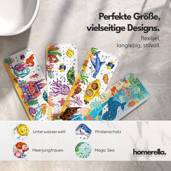 homerella® Kinder Badewannenmatte rutschfest 100x40cm, INKL. Haken, rutschfeste Badematte BPA frei, Duschmatte rutschfest, Antirutschmatte Badewanne Baby, Rutschmatte Badewanne, schimmelresistent
