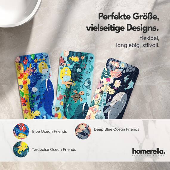 homerella® Kinder Badewannenmatte rutschfest 100x40cm, INKL. Haken, rutschfeste Badematte BPA frei, Duschmatte rutschfest, Antirutschmatte Badewanne Baby, Rutschmatte Badewanne, schimmelresistent
