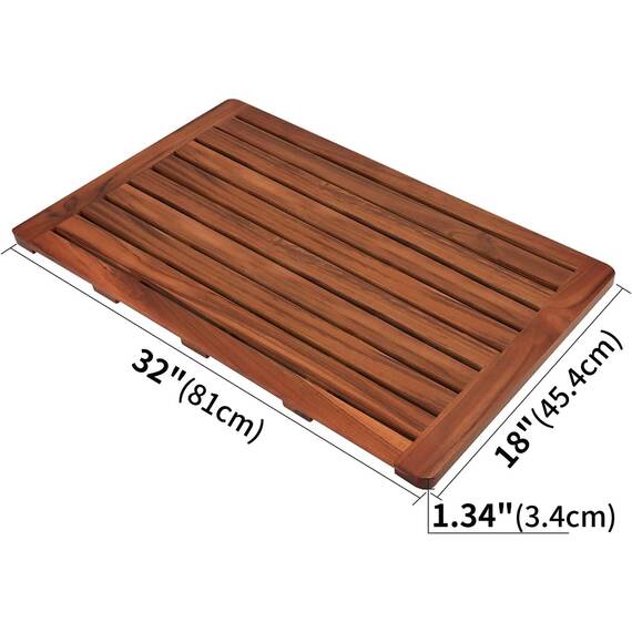 Utoplike Teak Badematte, rutschfeste Duschmatte für Badezimmer, Holzbodenmatte, extra groß, geeignet für Spa, Zuhause oder im Freien